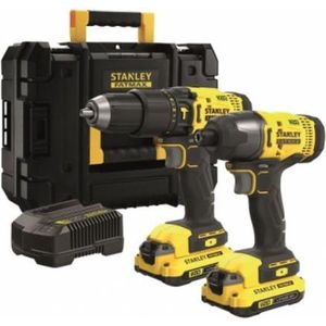 Stanley FATMAX SFMCK465D2T V20 Combo Kit | 18V Accu Schroefkopboormachine + 18V Accu Slagschroevendraaier | 2x 2,0 AH Accu's | 1x Lader | In TSTAK - SFMCK465D2T-QW