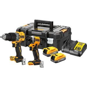 DeWALT DCK2050E2T Accu Combiset G3: Accu Klop-/Schroefboormachine DCD805  Accu Slagschroevendraaier DCF850 18V XR 1.7Ah POWERSTACK in TSTAK