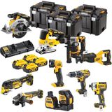 DeWALT DCK1012P4T Accu Combiset 10-delig 18V 5.0Ah in TSTAK - DCD796 Klop-/Schroefboormachine - DCF887 Slagschroevendraaier - DCS565 Cirkelzaag 165mm