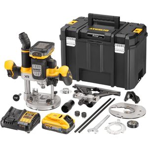 VEVR Houten bovenfrees, eenhandsfrees, 710 W, elektrische handhout, bovenfrees, 33000 omw/min, vaste basis, hellingsbasis, dompelbasis, 3 spantangen 6,35/6/8 mm, frees 6/8 mm, incl. bochtgeleiding