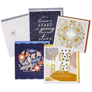 Tall Boy Set van 5 bekroonde verjaardagskaarten voor haar en hem met speciaal ontworpen enveloppen | Happy Birthday Card met reliëf of folie Finish | Verschillende wenskaarten Multipack | Made in UK