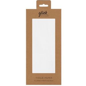 Glick Vier vellen wit tissuepapier, elk vel 750 mm x 500 mm tissuepapier, wit, wit zijdepapier voor geschenkverpakking, wit zijdepapier voor verjaardag (TP10)