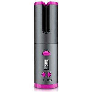 Haarcurrer set, USB Oplaadbare draadloze automatische roterende curler, LED Display Temperatuur Verstelbare Styling Tool Tijdelijke Curler, 6 Temperatuurniveaus Verstelbare keramische snelle verwarmin