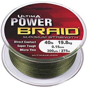 Ultima Power Braid Vislijn, robuust, 0,18 mm, 22,7 kg, mosgroen