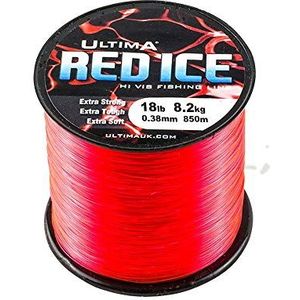 ultima Red Ice Vislijn, extra sterk, hoge zichtbaarheid, spoel van 115 g, voor uniseks, volwassenen, rood (neon), 0,50 mm - 13,6 kg
