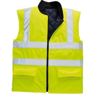 Portwest - Hi-Vis Omkeerbare Bodywarmer S469 - Geel - Gevoerd - Waterbestendig