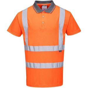 Hi-Vis - RT22 - Korte Mouw Polo - Oranje - CE Gecertificeerd, Reflecterende Striping, UPF 50