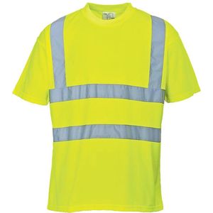 Hi-Vis - T-Shirt - Geel - Katoen - CE Gecertificeerd - Reflecterende Striping