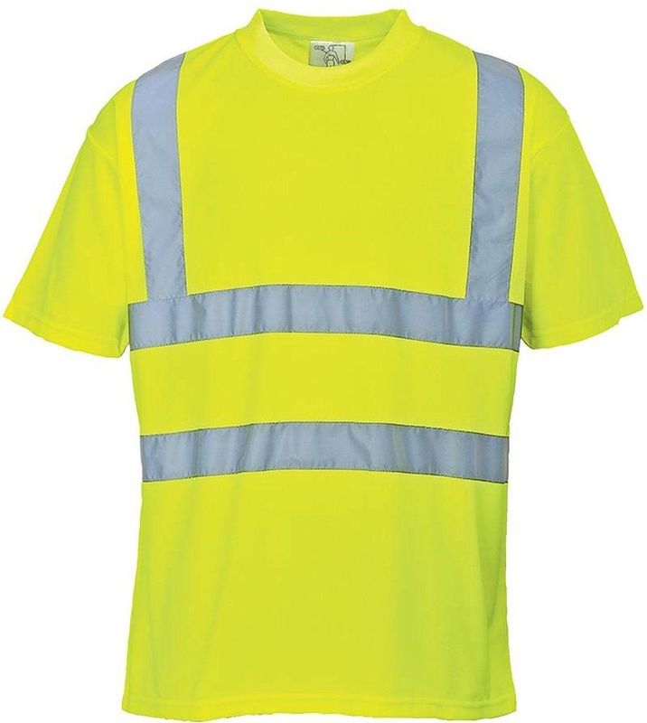Hi-Vis - T-Shirt - Geel - Katoen - CE Gecertificeerd - Reflecterende Striping