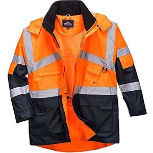 Portwest S760 Hi-Vis Tweekleuren Ademend Jack, Oranje/Marine, Grootte XL