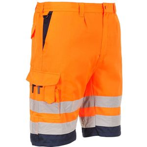 Portwest E043 Hi Vis Polykatoen Korte Broek, Normaal, Grootte M, Oranje/Marine