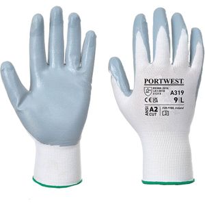 Portwest A319 Flexo-Grip Nitril Handschoen, Grootte L, Grijs/Wit