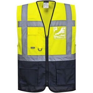 Portwest - VARSCHAU EXECUTIF - Vest - Geel/Marineblauw - 100% Polyester, EN ISO 20471 Klasse 1