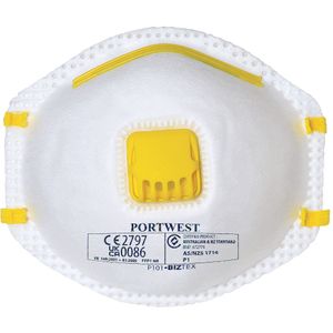 Portwest P101WHR FFP1 stofmasker met ventiel, wit, 10 stuks