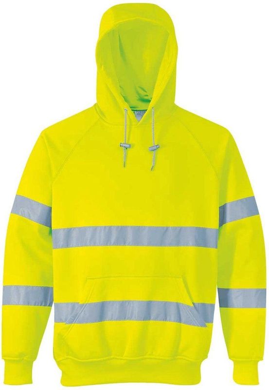 B304 Hi-Vis Hooded Sweatshirt geel met relflectie strepen