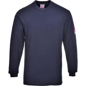 Portwest - FR11 - Vlamvertragende Antistatische Lange Mouw T-Shirt - Marine - Katoen