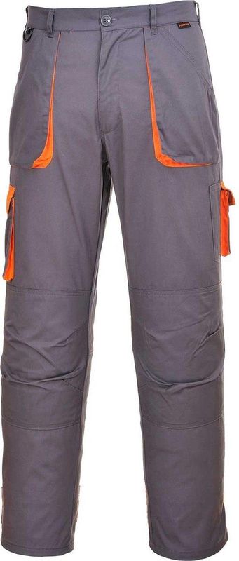 Portwest - TX11 - Broek - Grijs - Katoenrijk, 9 Zakken, Half Elastische Tailleband, Klittenband Zoom Bevestiging