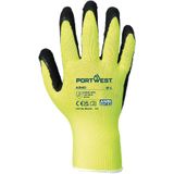 Portwest A340 Hi-Vis Latex Grip Handschoen, Normaal, Grootte L, Geel