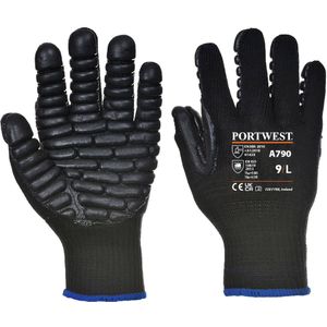 Portwest A790 anti-vibratiehandschoenen, medium, zwart