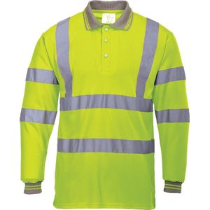 Hi-Vis Poloshirt Geel met lange mouw en reflectie strepen