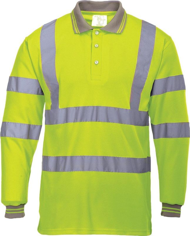 Hi-Vis Poloshirt Geel met lange mouw en reflectie strepen