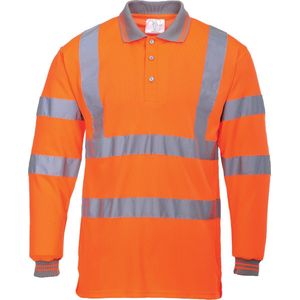Hi-Vis Poloshirt Oranje met lange mouw en reflectie strepen