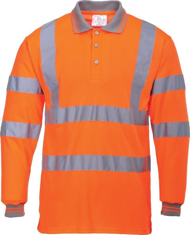 Hi-Vis Poloshirt Oranje met lange mouw en reflectie strepen