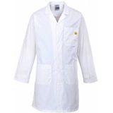 Portwest - AS10WHRL - Antistatische ESD Jas - Wit - 65% Polyester, 34% Katoen, 1% Geleidende Vezel