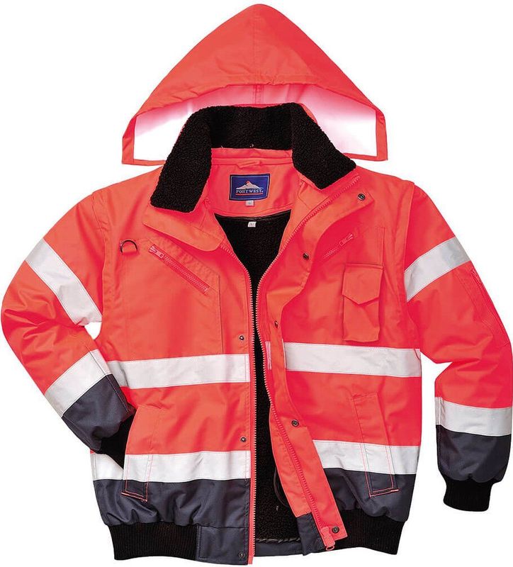 Portwest - C465 - Hi-Vis 3-in-1 Contrast Bomberjack - Rood/marine
