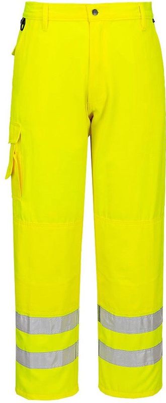 Hi-Vis - Combatbroek - Geel - CE Gecertificeerd, Reflecterende Striping, 9 Zakken, Polyester/Katoen