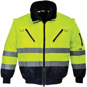 Portwest - PJ50 - Pilotjack - Geel/Blauw - Polyester/Katoen - Hoogvisibiliteit