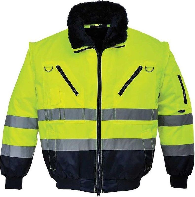 Portwest - PJ50 - Pilotjack - Geel/Blauw - Polyester/Katoen - Hoogvisibiliteit
