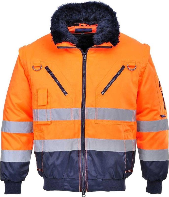 Pilotjack 3in1 Oranje/blauw met reflectiestrepen Portwest PJ50