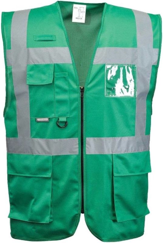 Portwest - Iona Executive - Vest - Flessengroen - 7 Vakken, Dubbele ID-Houder, Reflecterende Tape