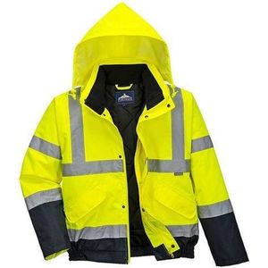 Hi-Vis - Tweekleuren - Bomberjack - Geel/Blauw - Waterdicht, Reflecterende Striping, UPF 50