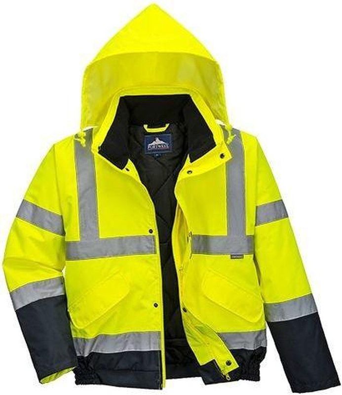 Hi-Vis - Tweekleuren - Bomberjack - Geel/Blauw - Waterdicht, Reflecterende Striping, UPF 50