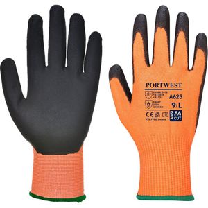 Portwest A625 Hi-Vis handschoenen, snijbestendig, normaal, maat L, oranje/zwart