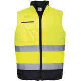 YeNa - Tweekleuren Bodywarmer - Gevoerd - Multifunctionele Zakken - Reflecterende Striping