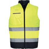 YeNa - Tweekleuren Bodywarmer - Gevoerd - Multifunctionele Zakken - Reflecterende Striping
