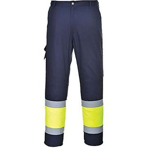 Portwest E049 Hi Vis Tweekleuren Combat Broek, Normaal, Grootte XL, Geel/Marine