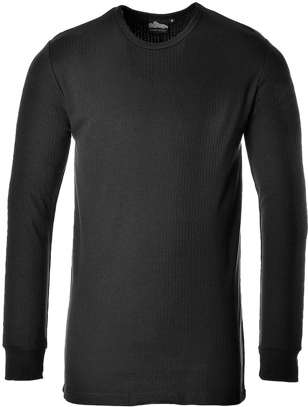 Portwest B123 Thermisch T-Shirt Lange Mouwen - Zwart - Katoen