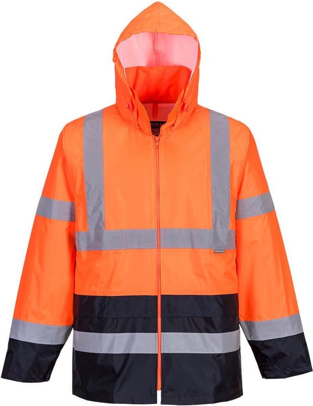 Portwest - H443ONRL - Regenjas - Oranje/Marineblauw - Waterafstotend - CE Gecertificeerd