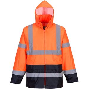 Portwest Tweekleurige Hi-Vis regenjas, kleur: Oranje/marineblauw, maat: S, H443ONRS