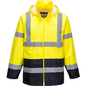 Portwest - H443YNR - Hi-Vis Regenjas - Geel/Marineblauw - Waterafstotend