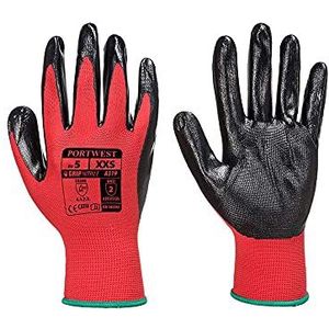 Portwest A319 Flexo-Grip Nitril Handschoen, Normaal, Grootte L, Rood/Zwart