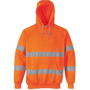 Hi-Vis - Sweatshirt - Oranje - Reflecterende Striping, UPF 50, Verstelbare Capuchon, 4XL