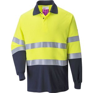 FR74 - Vlamvertragende en anti-statische twee kleuren Lang mouw Polo Geel marine