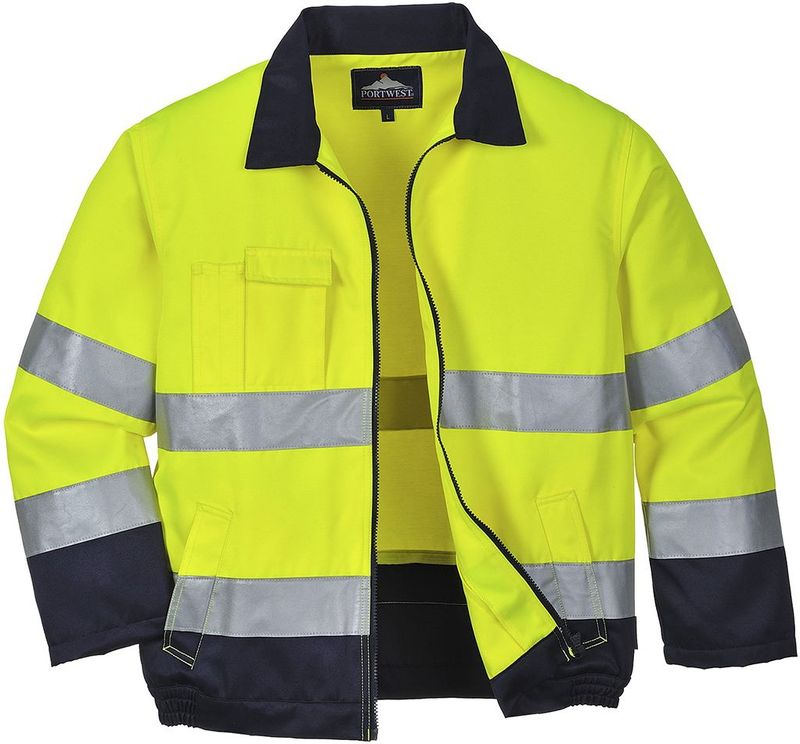 Portwest - Madrid Hi-Vis Jack - Geel/Marine - Werkjack