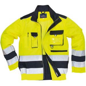 Portwest - Lille Hi-vis Jas - Geel/Marine - Werkjas - Duurzaam met Reflecterende Striping