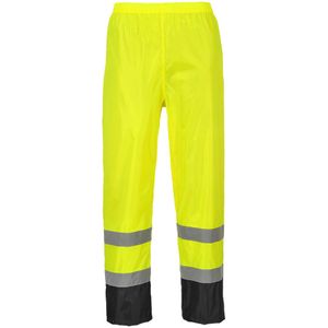 Hi-Vis - Tweekleuren Regenbroek - Geel/Zwart - Polyester - Windbestendig